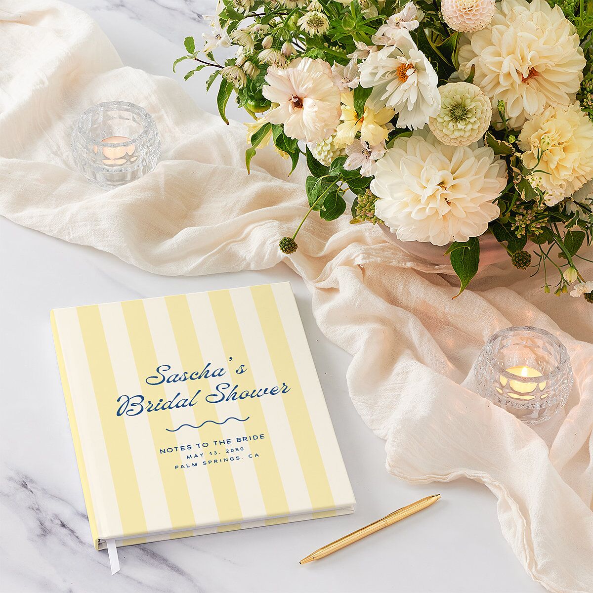 Cabana Stripes Bridal Shower Guest Books Lemon