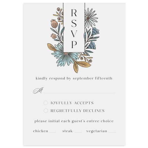 Timeless Wildflowers Wedding Response Cards Dusty Blue Signature Standard