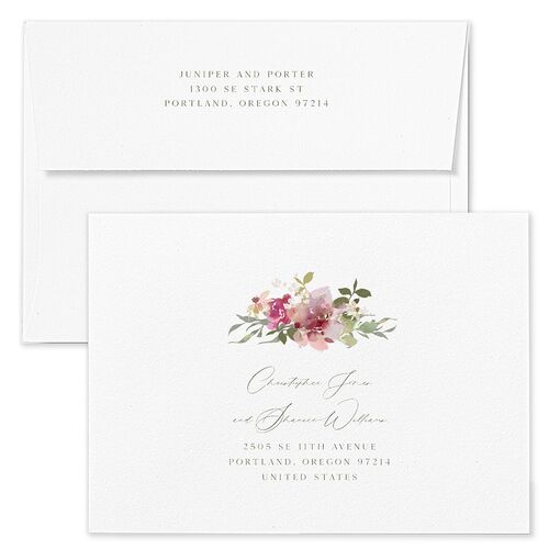 Garden Arch Wedding Invitation Envelopes Blue Candy Pink Return Address Standard Signature
