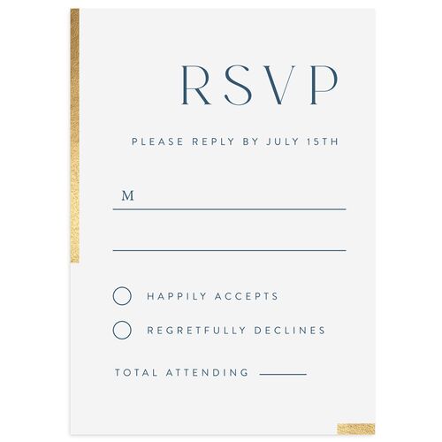 Bar Accent Wedding Response Cards Gold Pastel Blue Signature Standard