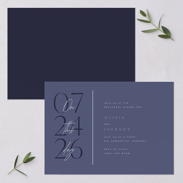 On This Day Rehearsal Dinner Invitations Midnight Navy Signature Blank