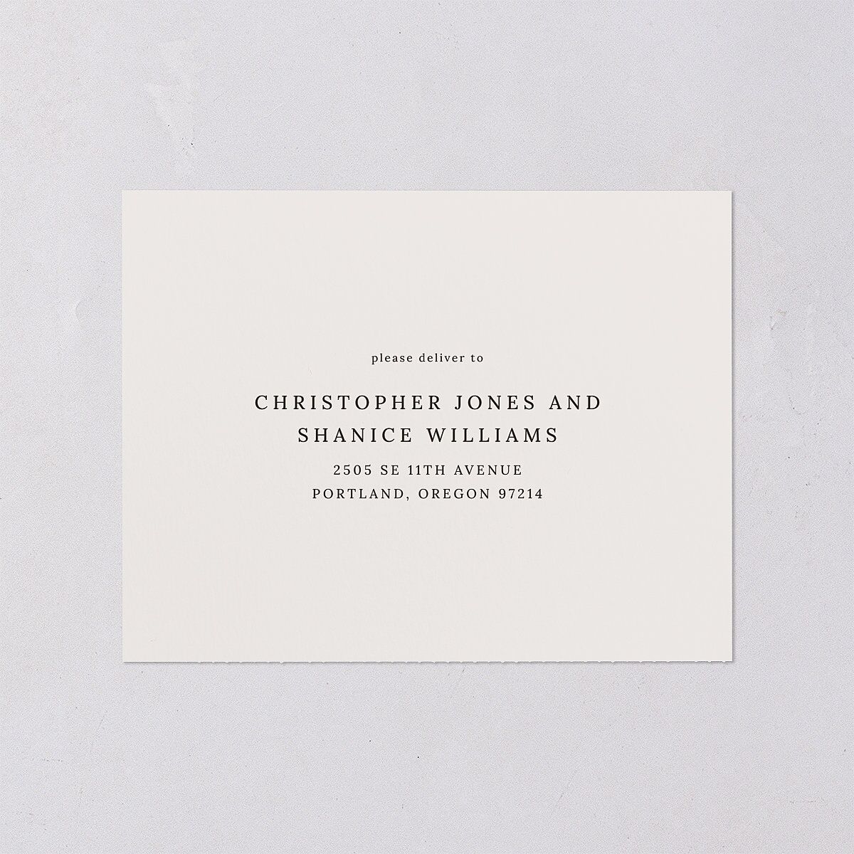 Elegant Polished Minimalist All-in-One Wedding Invitations Linen Signature Light Both Recipient and Return Addresses No