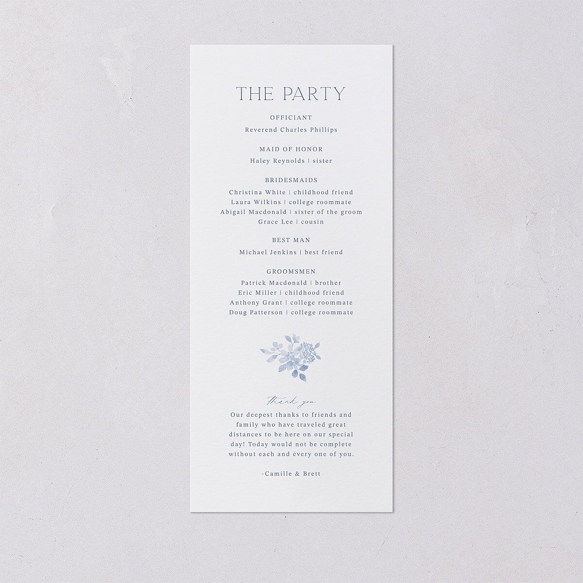 Porcelain Blue Floral Watercolor Wedding Programs Cornflower Signature