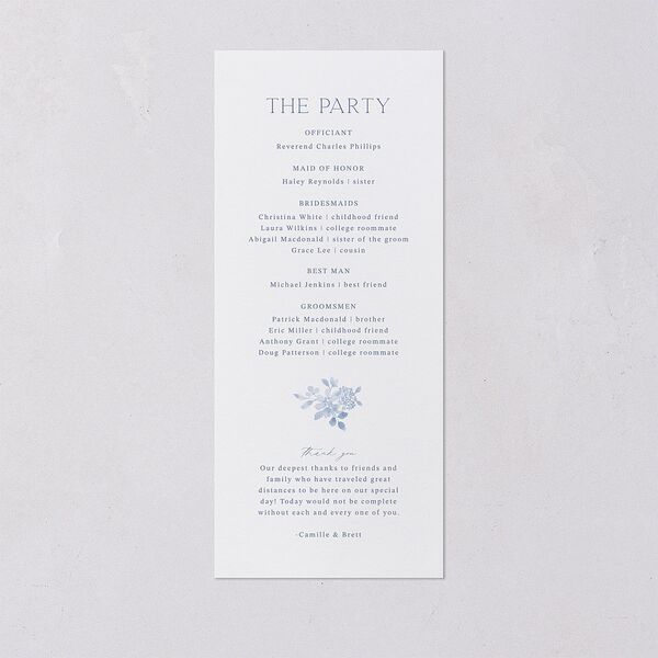 Porcelain Blue Floral Watercolor Wedding Programs Cornflower Signature