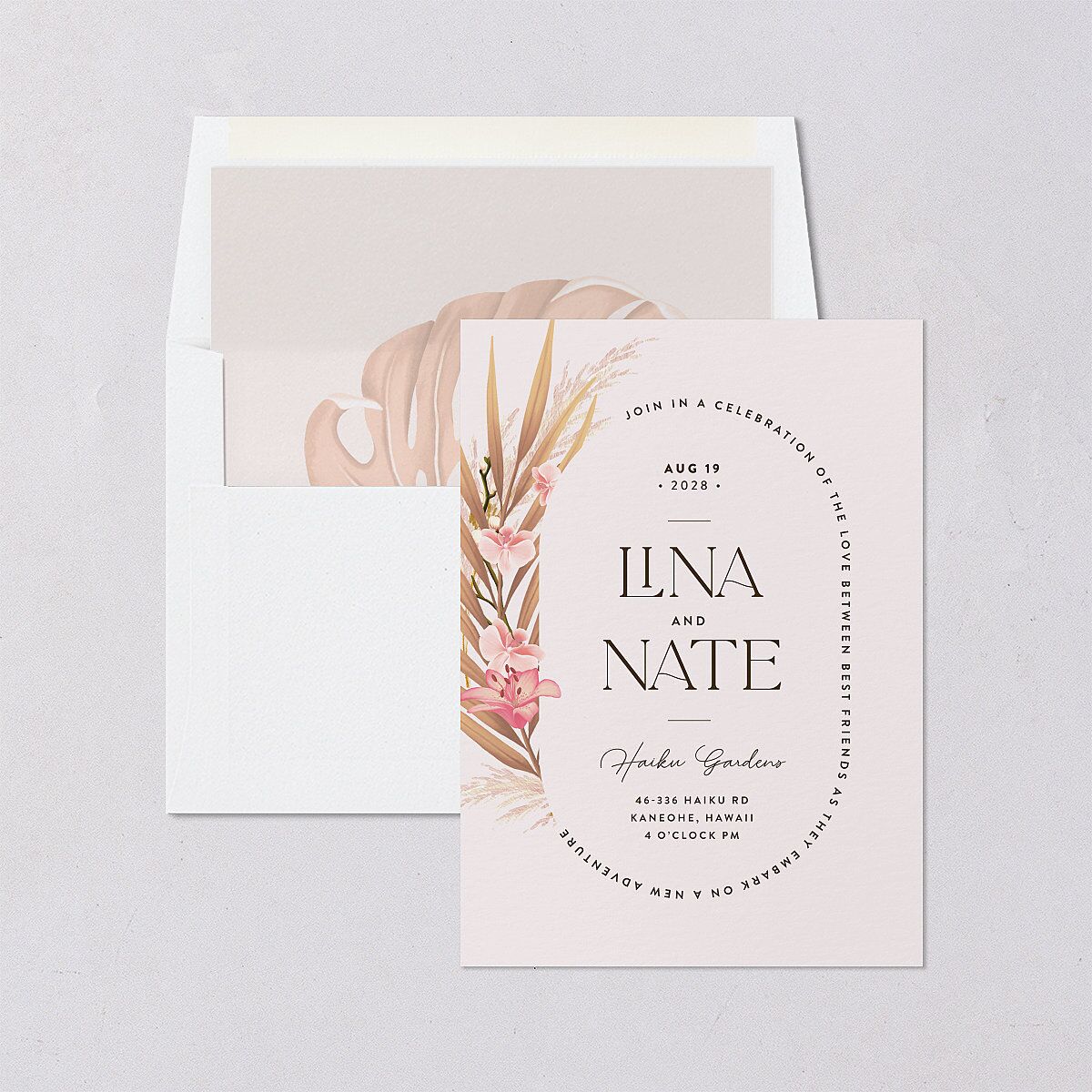 Tropical Oval Wedding Standard Envelope Liners — view 3
