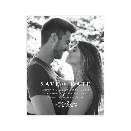 Foliage Accent Save the Date Petite Cards Thyme No Signature smooth Blank Standard
