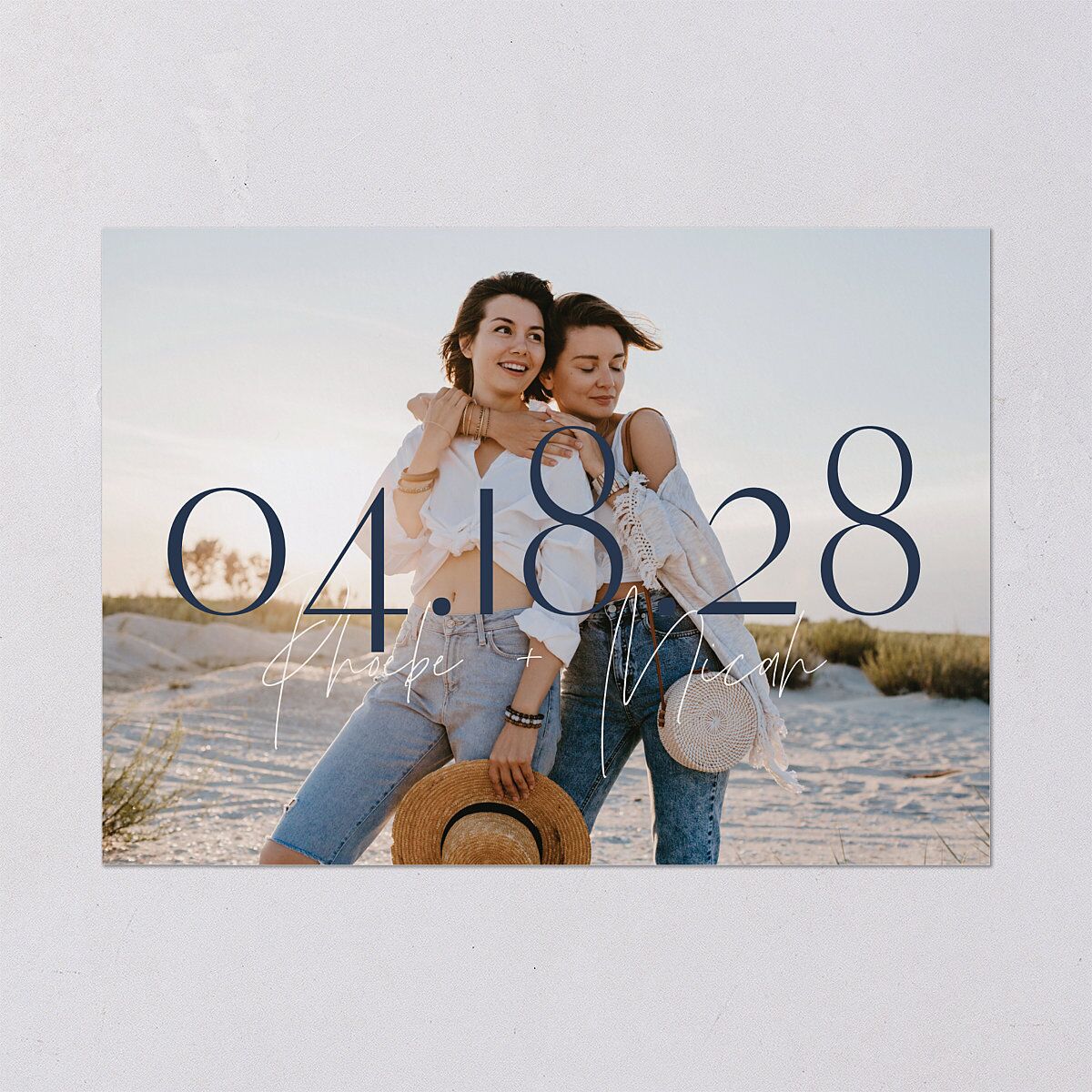 Hawaiian Tropical Monstera Frame Save the Date Cards Moody Blue Signature smooth Blank No Standard