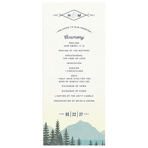 Vintage Mountain Wedding Programs Dusty Blue Signature