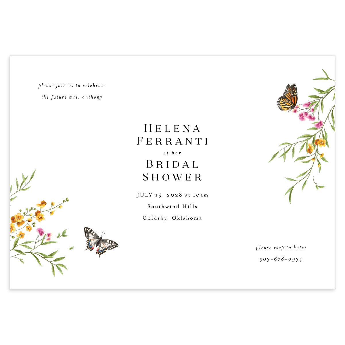 Rustic Butterflies Bridal Shower Invitations