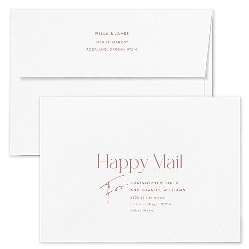 Happy Tears Wedding Invitation Envelopes Terracotta Shell Pink Return Address Standard Signature