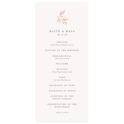 Shining Sprig Wedding Programs Rose Gold Mist Signature smooth