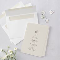 Simple Boho Flowers Wedding Invitations Champagne Signature Blank No Standard