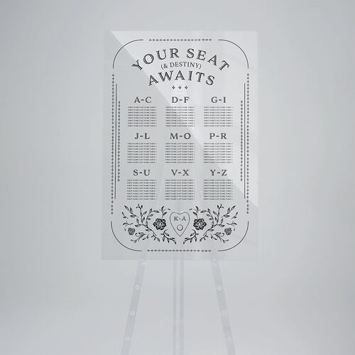 Skeleton Spirits Acrylic Seating Chart Large Licorice Standard Acrylic L Seating