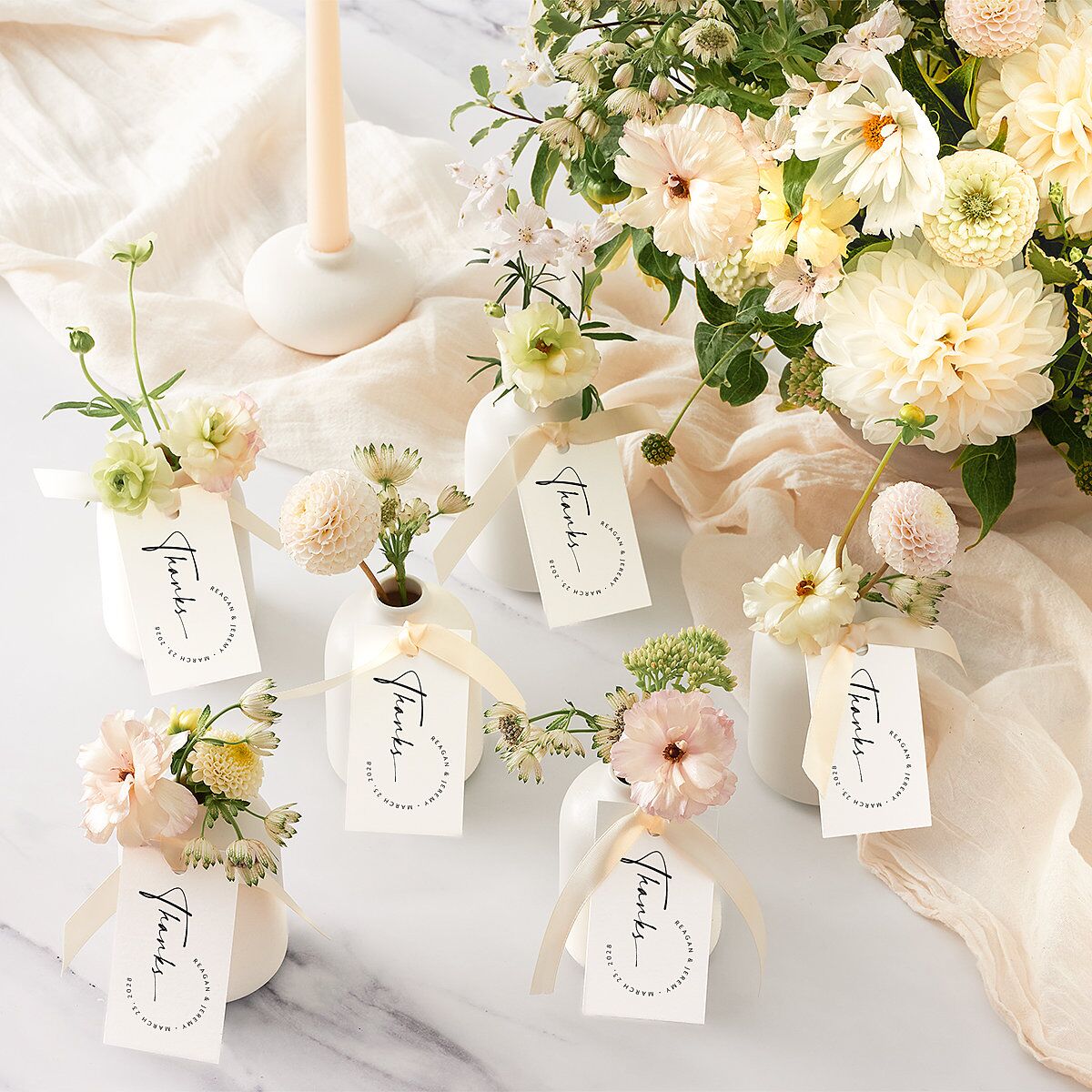 Modern Arc Favor Gift Tags Pure White Signature