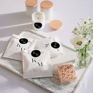 Monogram Slant Favor Bags White Licorice Wax-Lined Food Safe Paper