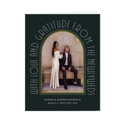 Gatsby Deco Arch Thank You Cards Dark Emerald
