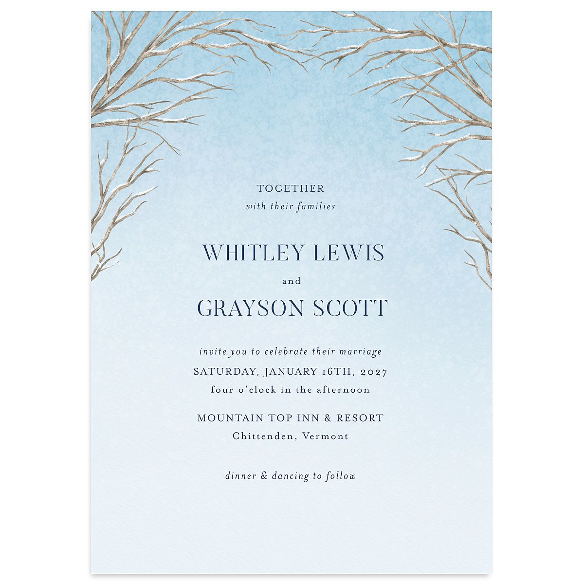Snowflake Branches Wedding Invitations