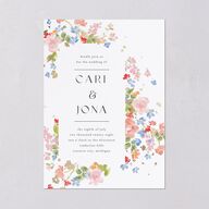 Scattered Blossoms Wedding Invitations Gold Pastel Blue Signature Blank No