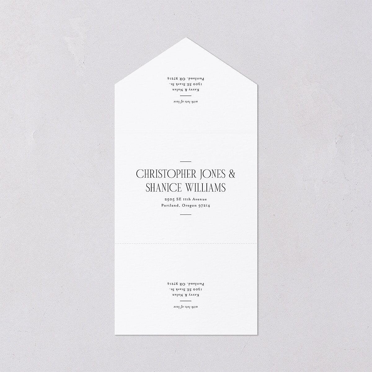 Cosmopolitan All-in-One Wedding Invitations Champagne Signature Light Both Recipient and Return Addresses No