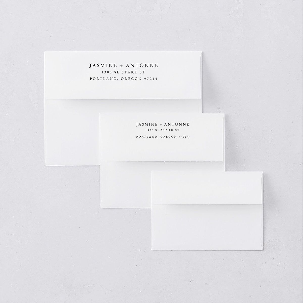 Romantic Roses Thank You Card Envelopes White Off-White Both Recipient and Return Addresses Signature Standard