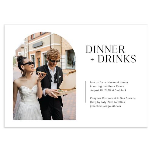 Modern Arch Photo Rehearsal Dinner Invitations Pure White Signature Blank Standard