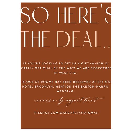 Real Talk Wedding Enclosure Cards Chestnut Signature Standard