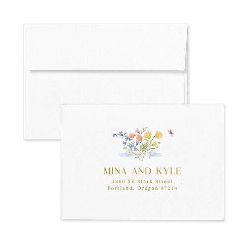 Fairytale Wildflower Crest Response Card Envelopes White Daffodil Return Address Signature Standard
