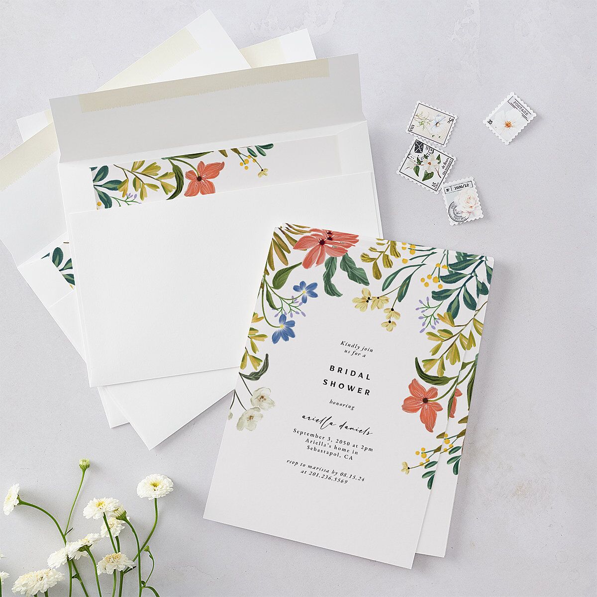 Vintage Garden Bridal Shower Invitations Rose Gold Signature Blank