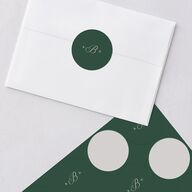 Classic Monogram First Christmas Holiday Stickers Dark Emerald Circle