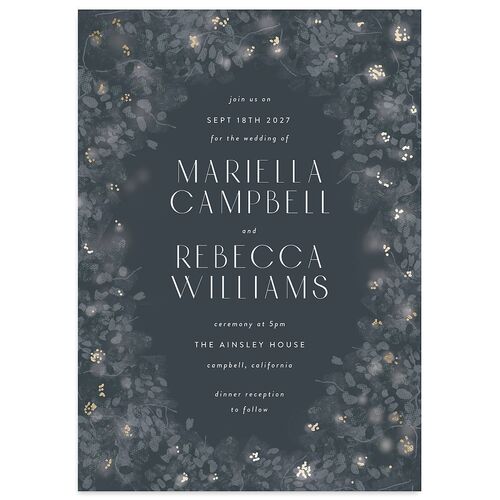 Moonlit Garden Wedding Invitations Gold Charcoal Signature Blank No Standard