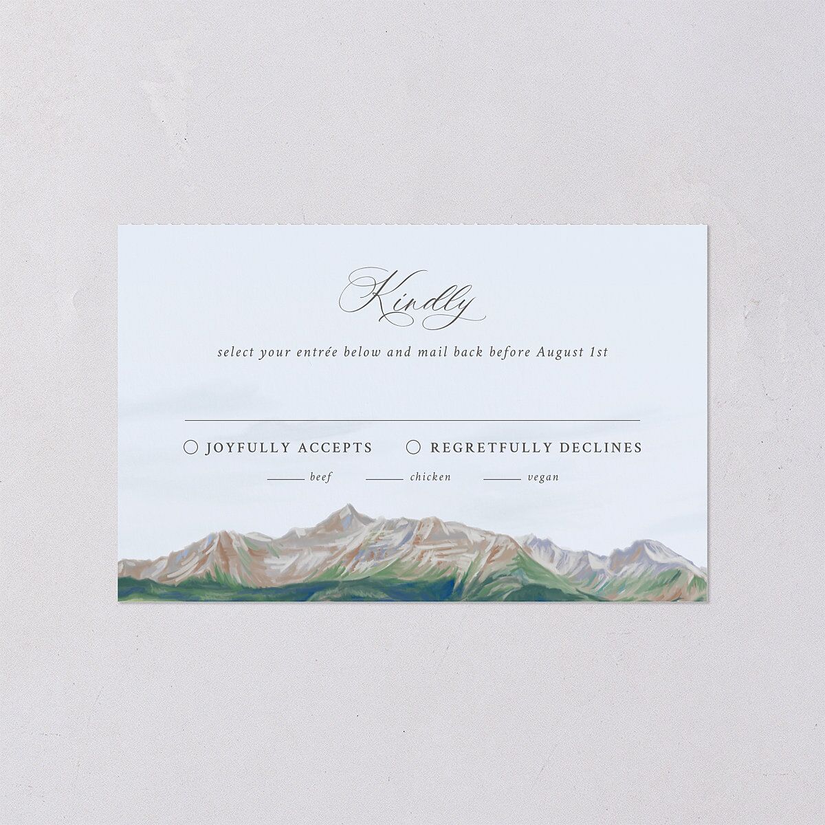 Romantic Floral Mountain All-in-One Wedding Invitations Meadow Signature Light Both Recipient and Return Addresses No