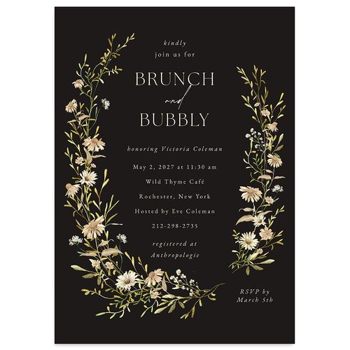 Wildflower Border Bridal Shower Invitations Midnight Signature Blank Standard