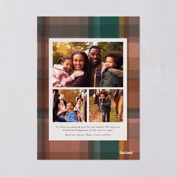 Cozy Plaid Holiday Holiday Cards Forest Signature Blank