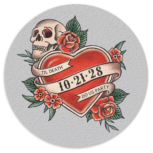 Til Death Tattoos Coasters Midnight Cardboard Circle