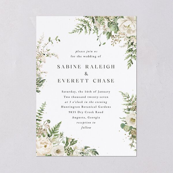 Gilded Fern Frame Wedding Invitations Gold Linen Signature Blank No Standard