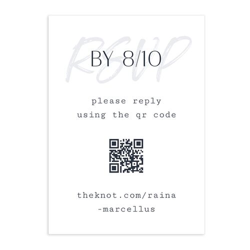 Handwritten Year QR Code RSVP Cards Moody Blue Signature Standard