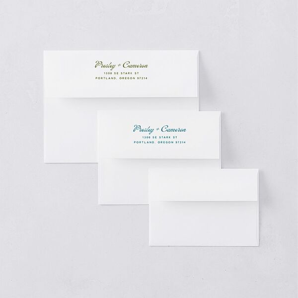 Cabana Stripes Thank You Card Envelopes Olive Standard White Both Recipient and Return Addresses Signature