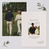 Elegant Editorial Page Save the Date Cards Champagne Signature smooth Blank No Standard