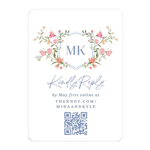 Fairytale Wildflower Crest QR Code RSVP Cards Pure White Signature Rounded