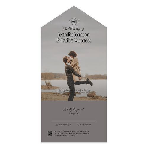 Vintage Romantic Photo All-in-One Wedding Invitations Medieval Grey Signature Light Both Recipient and Return Addresses No
