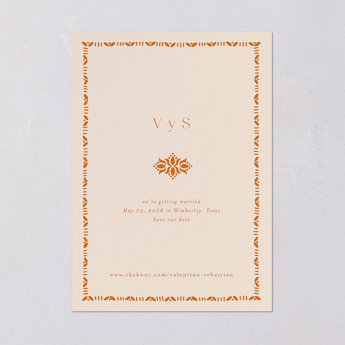 Hacienda Elegante Save The Date Cards Gold Cinnamon Signature smooth Blank No Standard