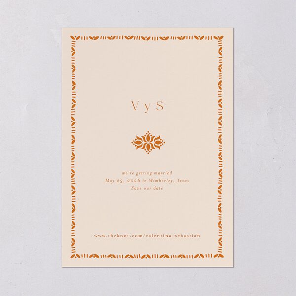 Hacienda Elegante Save The Date Cards Gold Cinnamon Signature smooth Blank No Standard