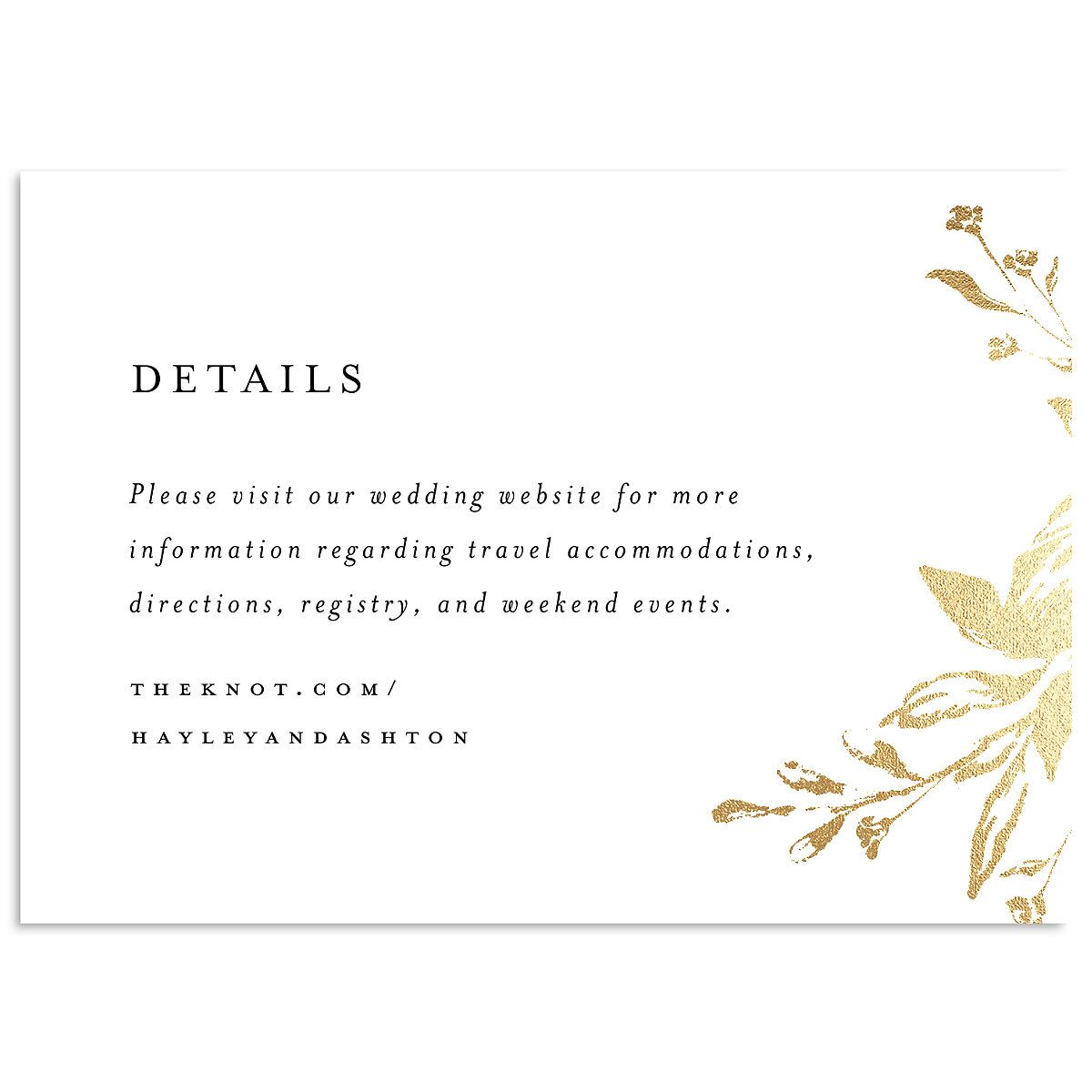 Shining Leaves Wedding Enclosure Cards