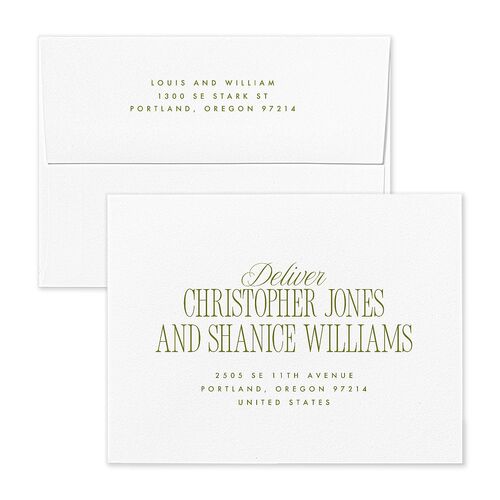 Hollywood Type Thank You Card Envelopes Shell Pink White Both Recipient and Return Addresses Signature Standard