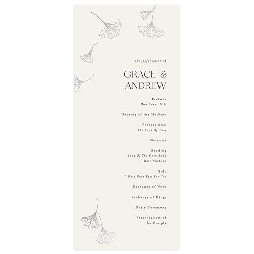Ginkgo Leaves Wedding Programs Silver Champagne Signature