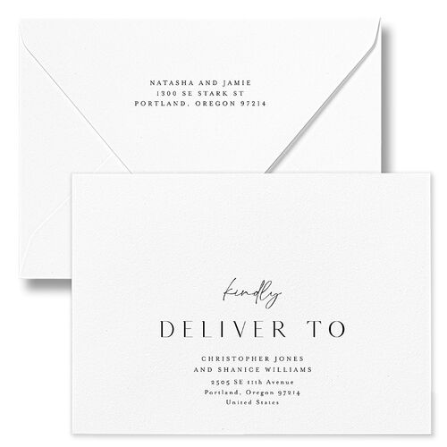 Simple Gallery Save The Date Card Euro Envelopes Pure White White Return Address Luxe Signature