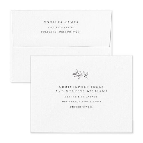 Shining Sprig Thank You Card Envelopes White Mist Both Recipient and Return Addresses Signature Standard