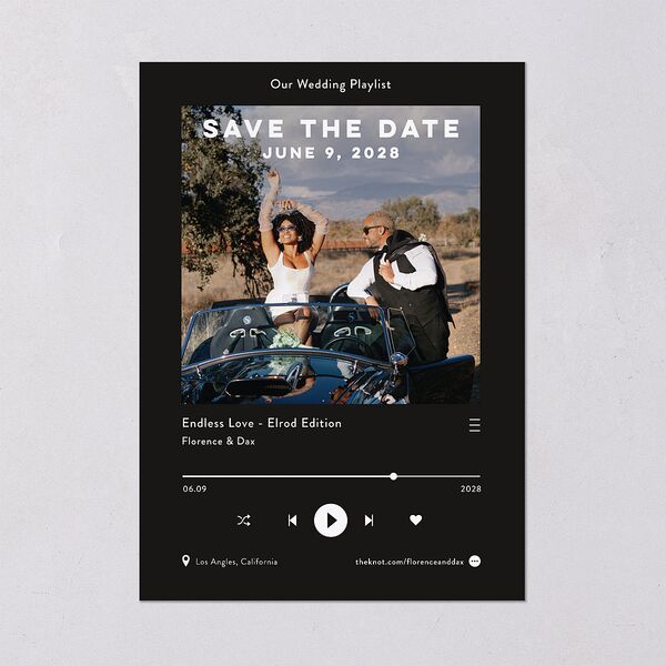 Wedding Playlist Save the Date Cards Midnight Signature smooth Blank No