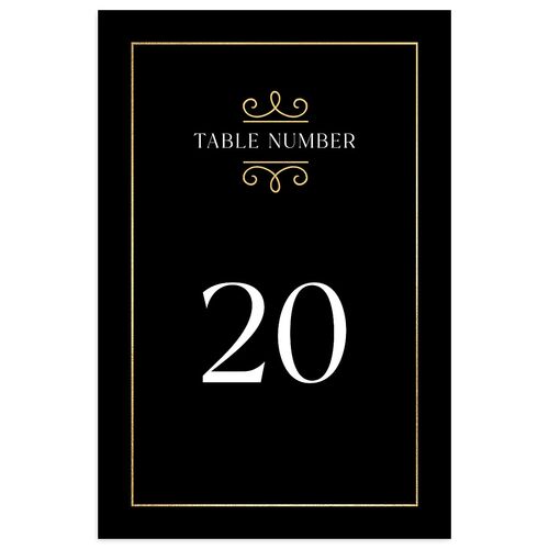 Monogram Flourish Foil Table Numbers Midnight Gold Signature