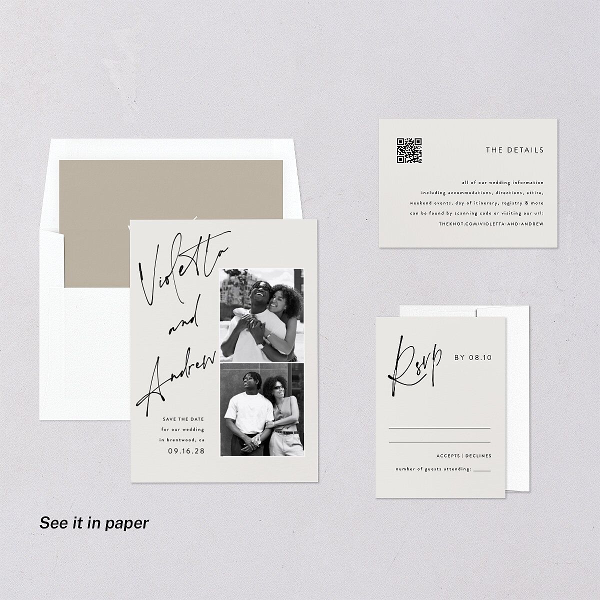 Signed Digital Save the Date Cards Licorice Dusty Blue Lets Celebrate Standard